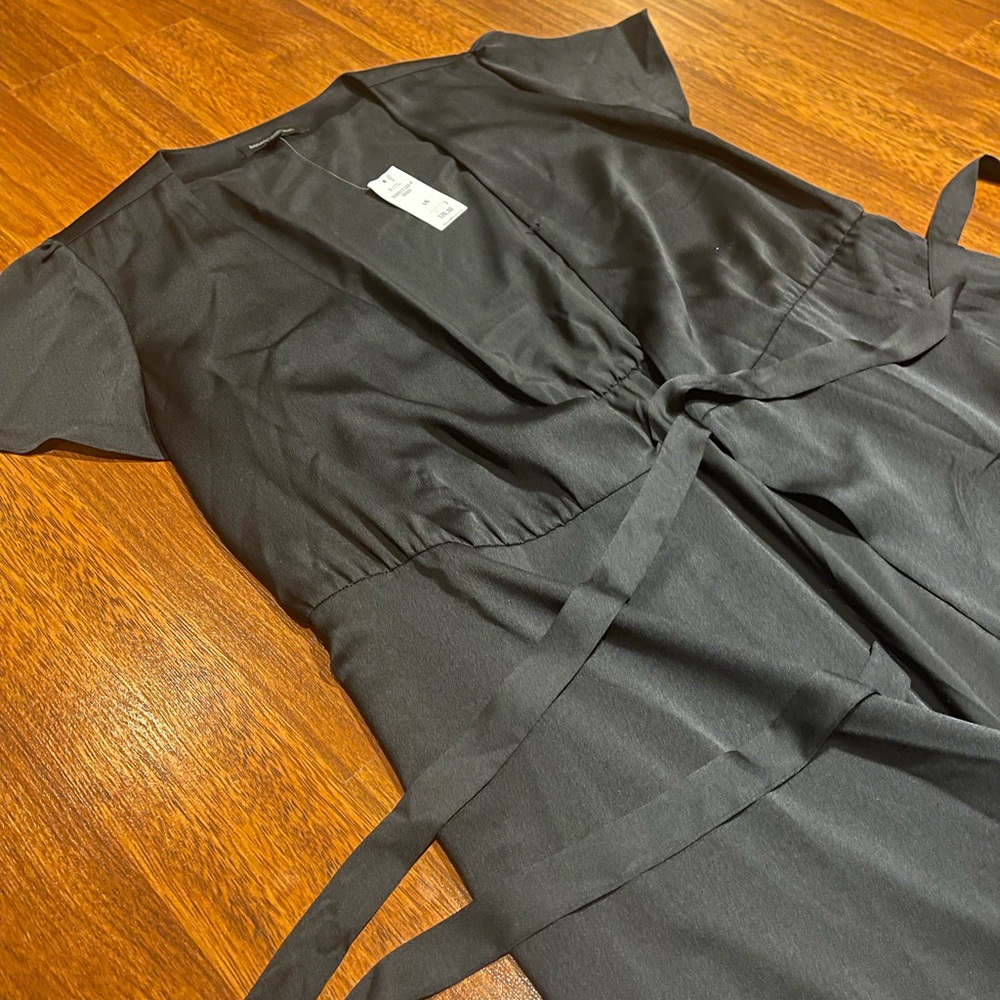 NWT -  Banana Republic Black Wrap Pleated Midi Dress
